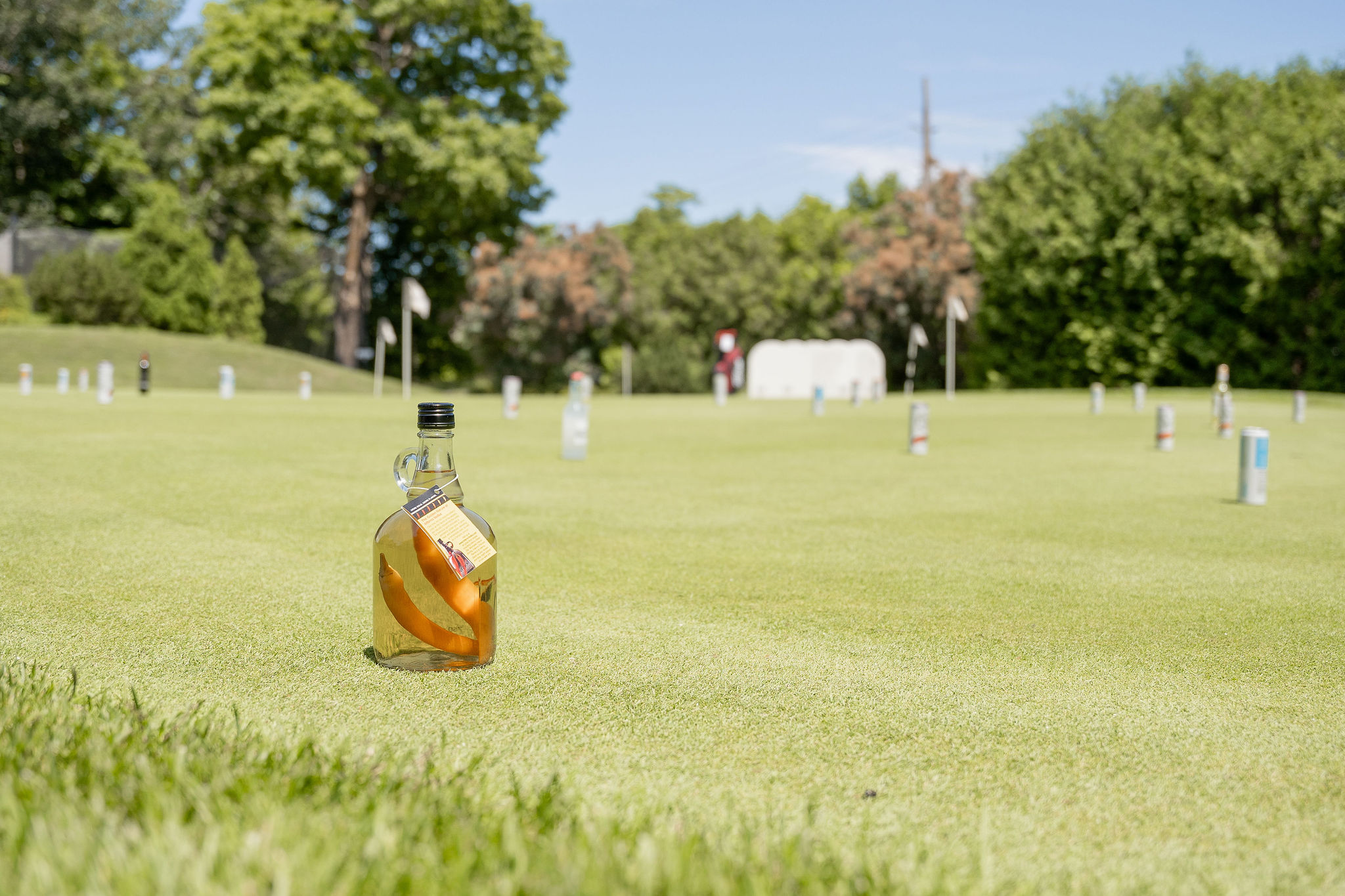 Bottle game set up on the golf course during the West Classic Cup